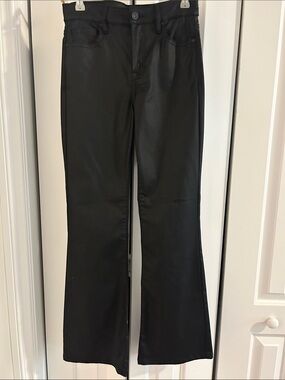 Hidden Black Flare Waxed Jeans with Sleek Finish